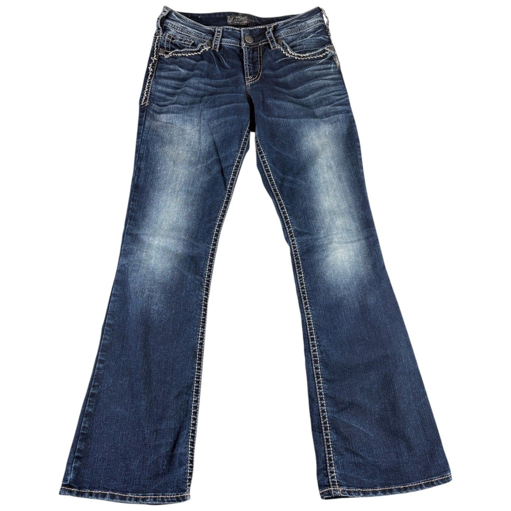 Silver Jeans Co Suki Mid Bootcut Women 28x31 Dark Wash Midrise Worn Western
